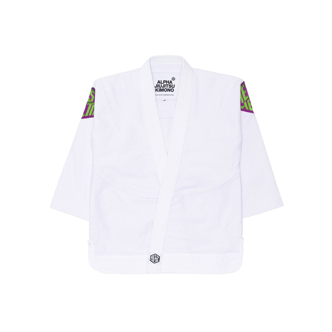 The Alpha Kids Kimono (White/Purple)