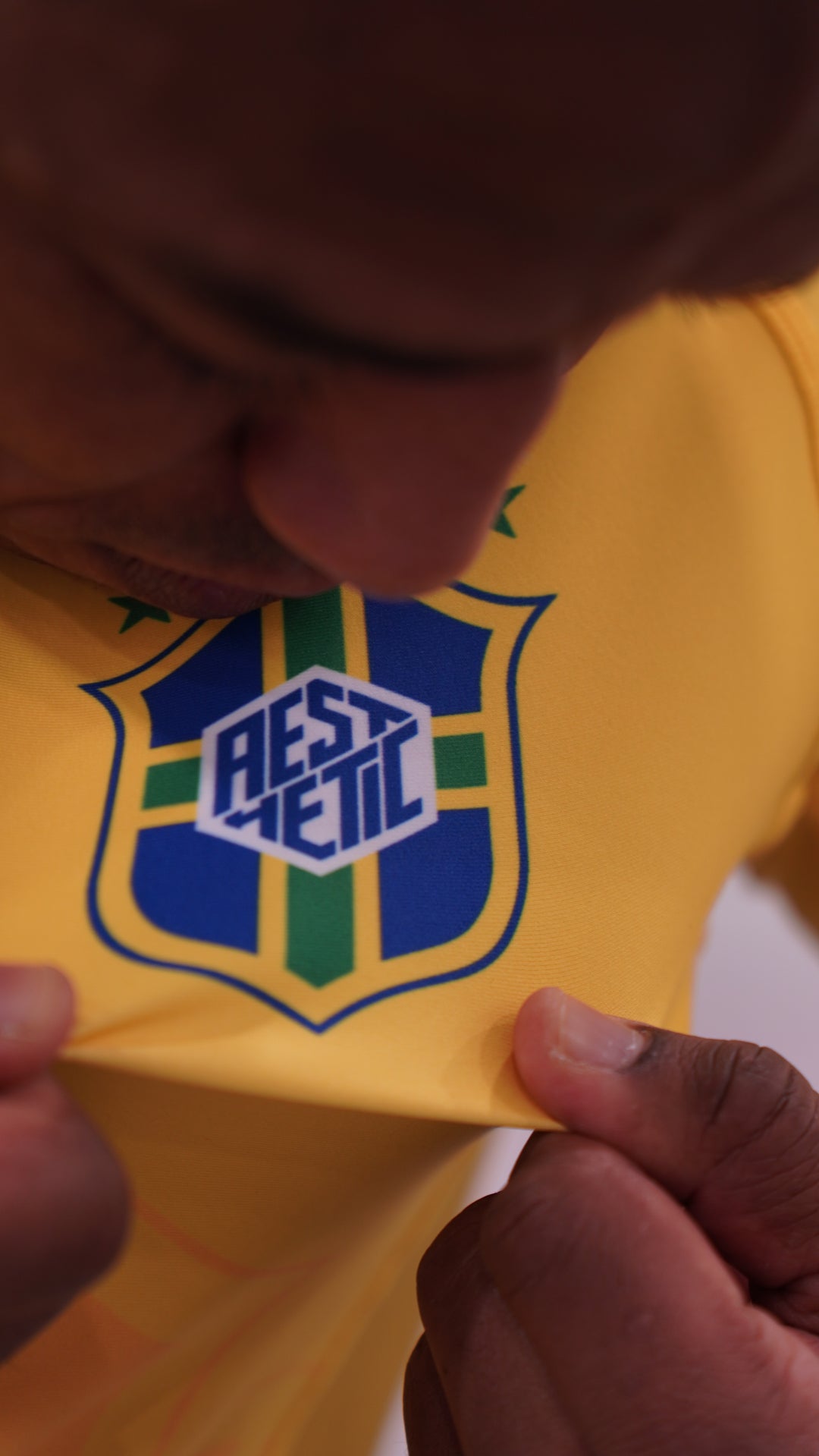 AESTHETIC Bruninho Short Sleeve BJJ Rashguard - Yellow logo detail