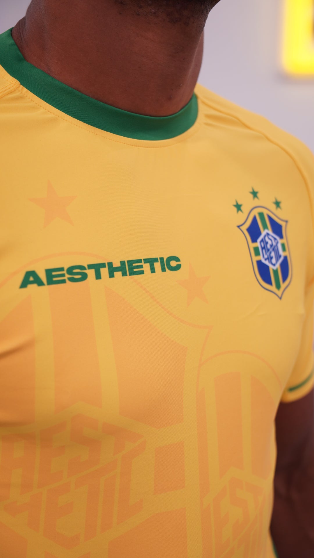 AESTHETIC Bruninho Short Sleeve BJJ Rashguard - Yellow side view