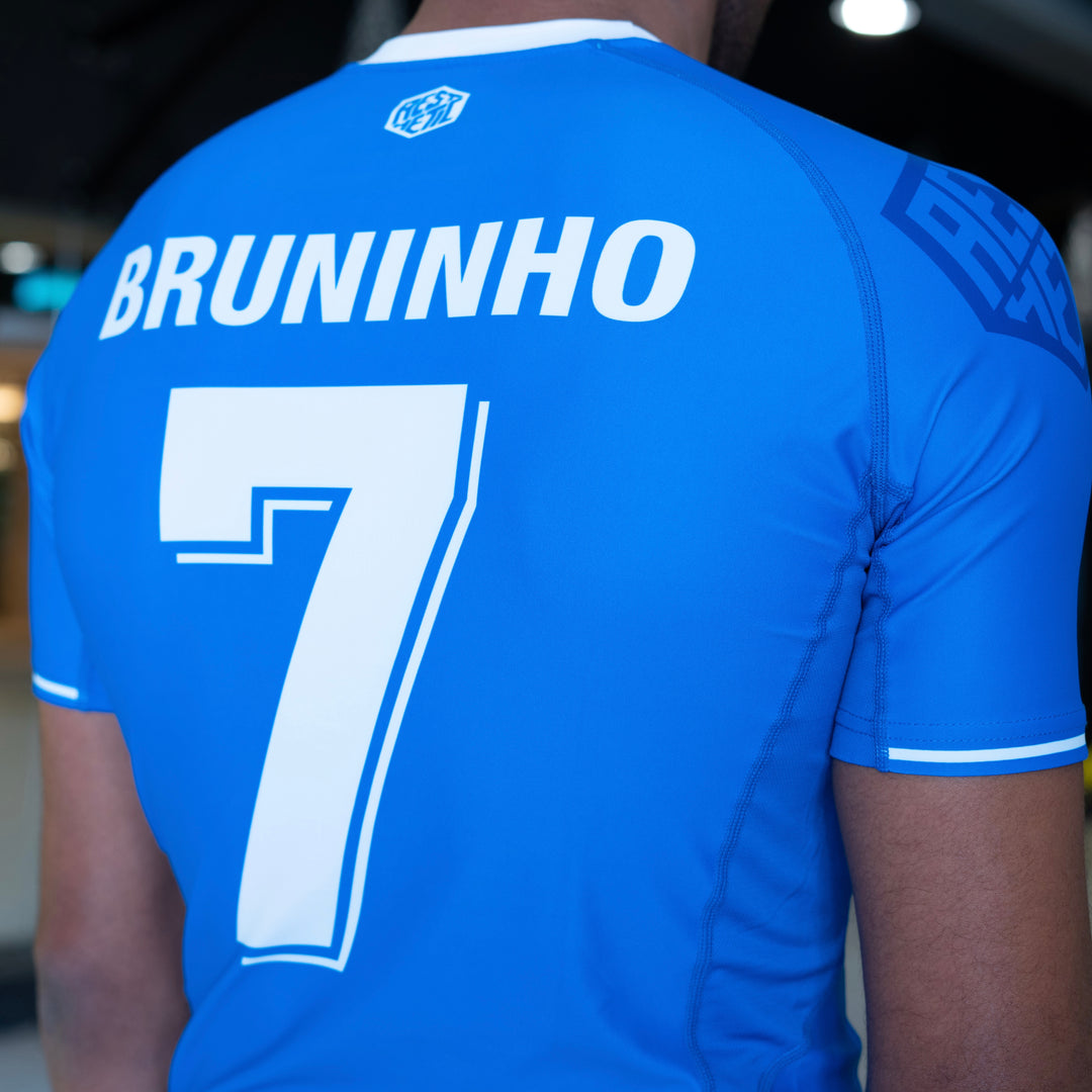 AESTHETIC Bruninho Short Sleeve BJJ Rashguard - Blue back fit