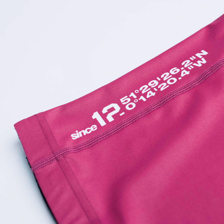 AESTHETIC Axis Short Sleeve Rashguard - Ruby Red side close up details