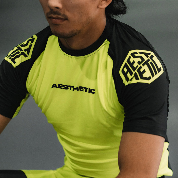 Fluro Yellow Short Sleeve Rashguard