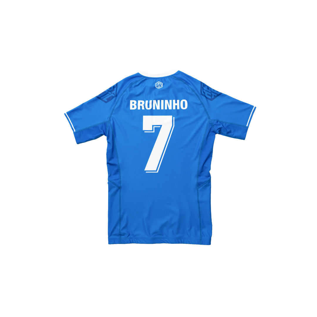 AESTHETIC Bruninho Short Sleeve BJJ Rashguard - Blue back view