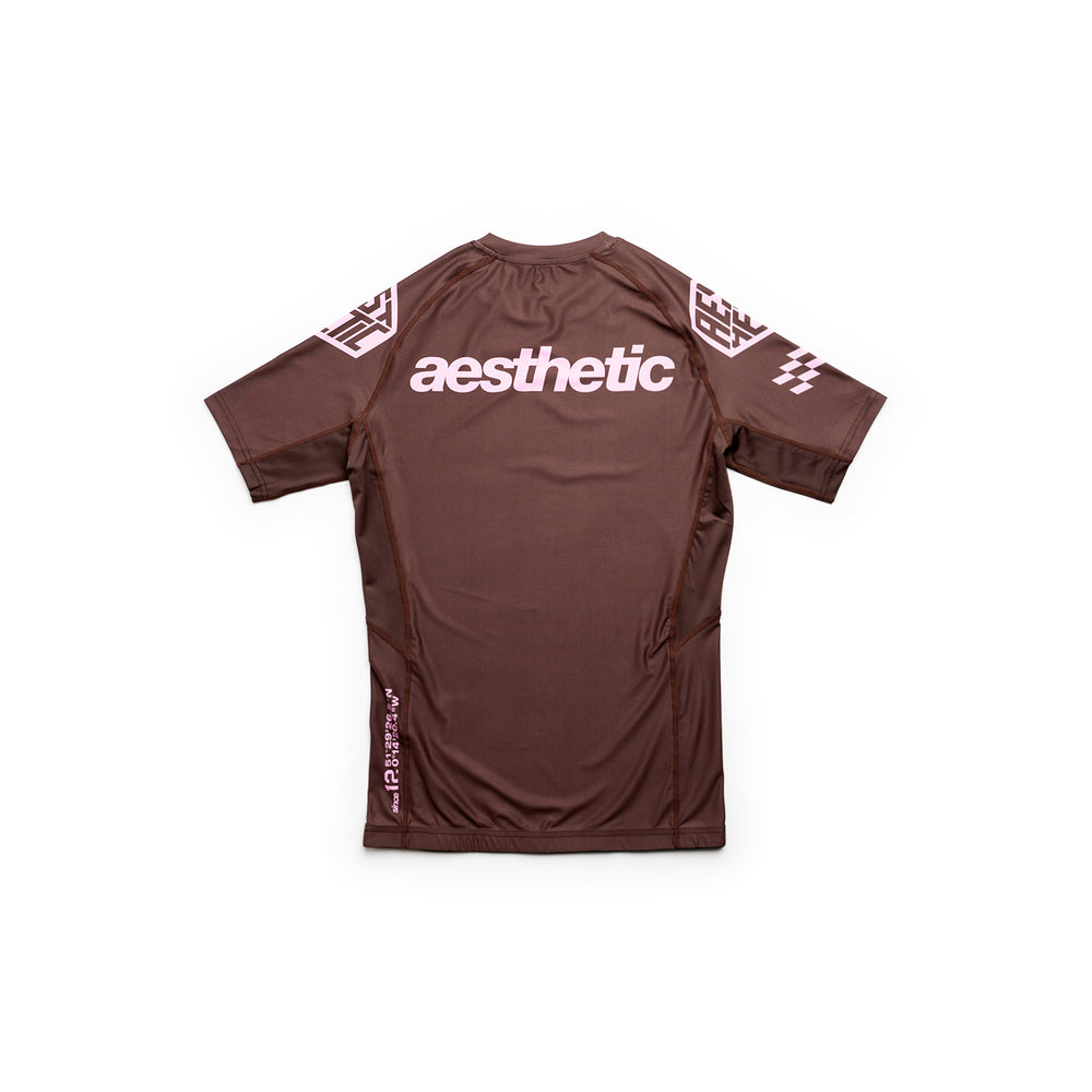 AESTHETIC Axis Short Sleeve Rashguard - Chestnut Brown back view