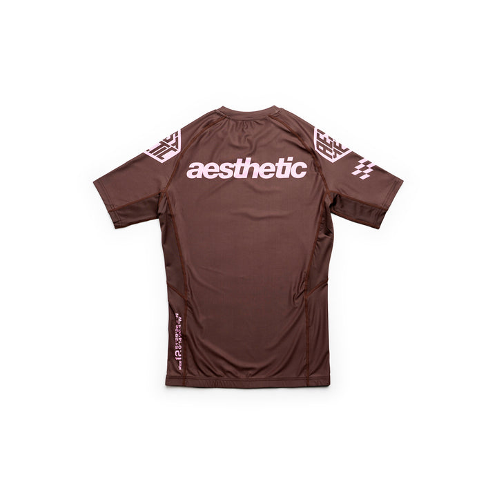 AESTHETIC Axis Short Sleeve Rashguard - Chestnut Brown back view