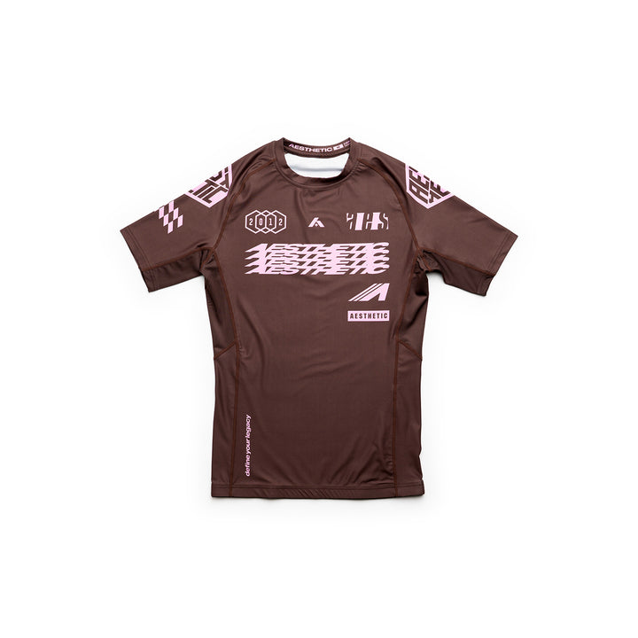AESTHETIC Axis Short Sleeve Rashguard - Chestnut Brown front view