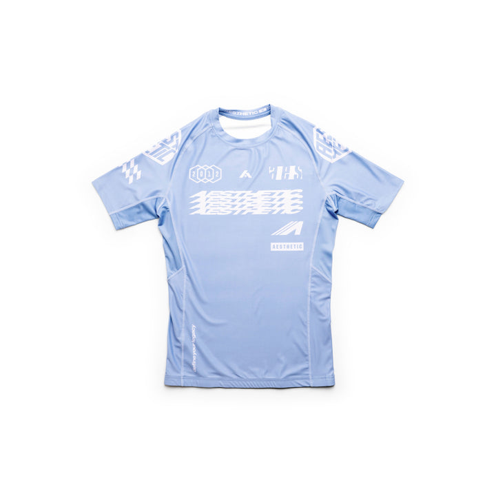 AESTHETIC Axis Short Sleeve Rashguard - Steel Grey front view