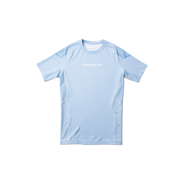 AESTHETIC Pastel Blue Short Sleeve BJJ Rashguard - front view