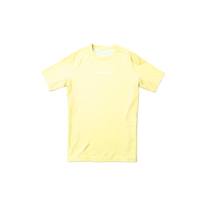 AESTHETIC Pastel Yellow Short Sleeve BJJ Rashguard - front view