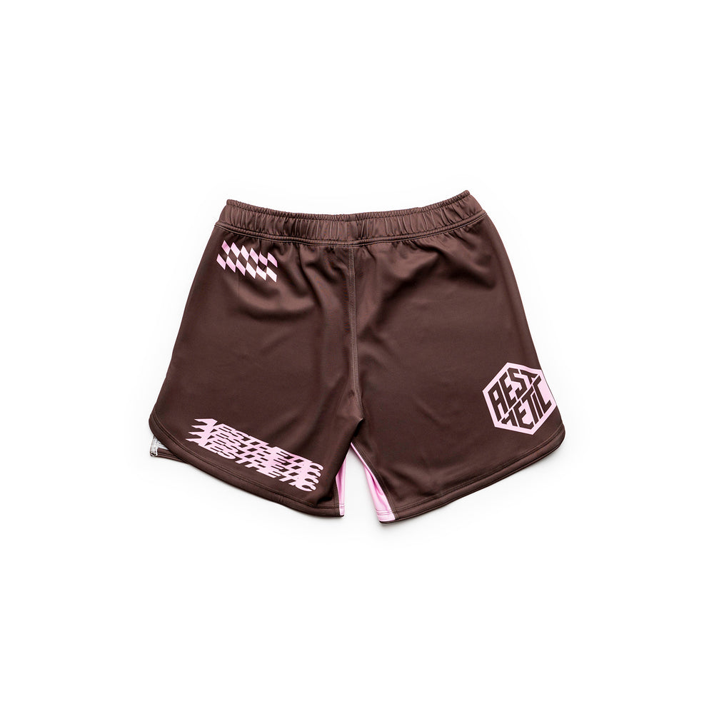 AESTHETIC Axis Combat Shorts – Chestnut Brown back view