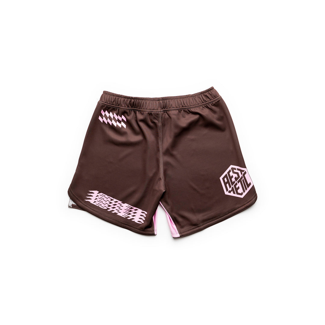 AESTHETIC Axis Combat Shorts – Chestnut Brown back view