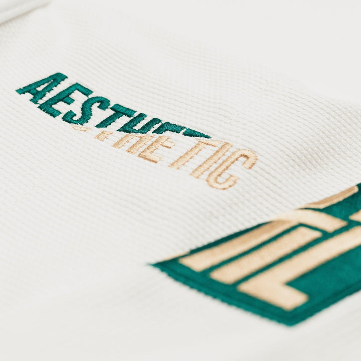 the competitor kimono white pine green aesthetic bjj gi