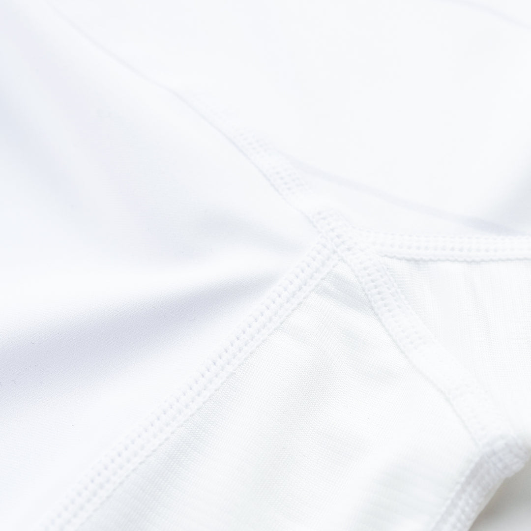 AESTHETIC Asia Long Sleeve Ranked Rashguard 2026 White - stitch close up